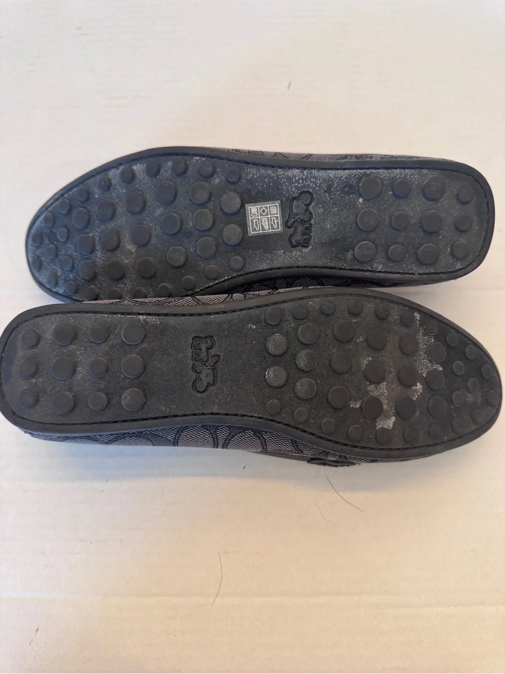 Coach Crosby Driver Loafers Signature Jacquard Turnlock Black Grey Shoes Size 7B